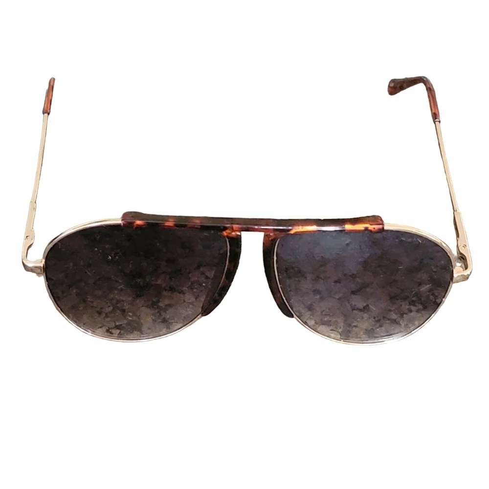 Brown and gold aviator sunglasses
